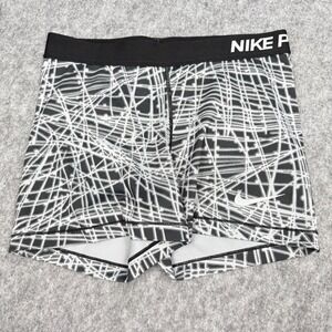 Nike Pro Womens Compression Shorts Medium Gray & Black Abstract Pattern